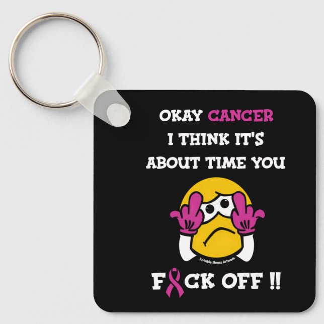 F#CK OFF...Breast Cancer Keychain (Front)