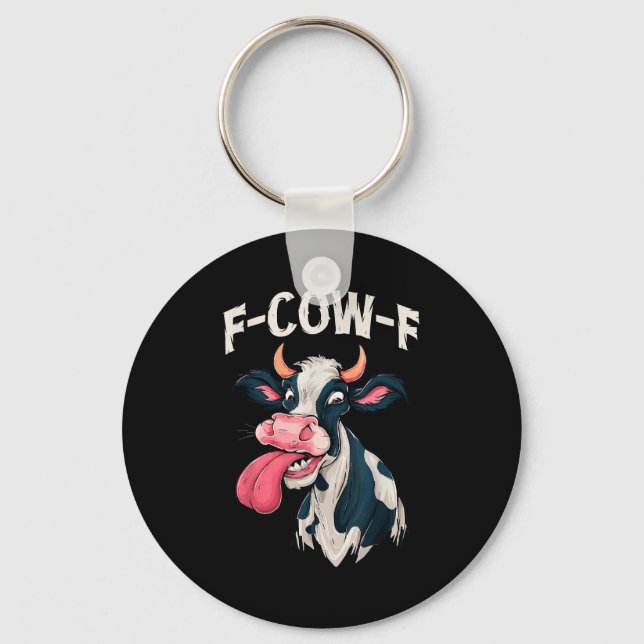 F-cow-f Funny Meme Fcowf Cow Men Women  Keychain (Front)