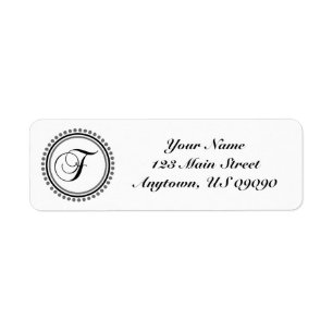 F Dot Circle Mongram Address Label (Black / Grey)