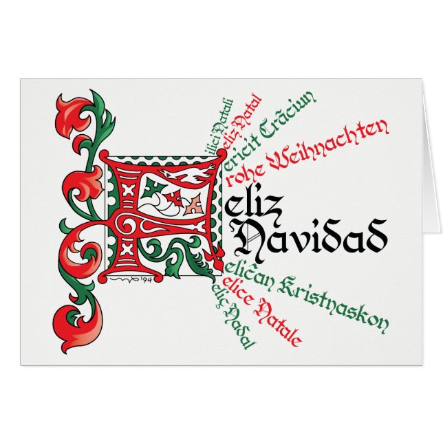 F es para Feliz Navidad Card (Front Horizontal)