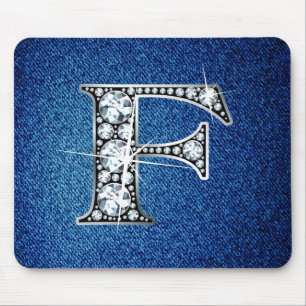 F Faux-"Diamond Bling" on Denim Mousepad