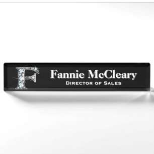 F Faux Diamond Desk Nameplate
