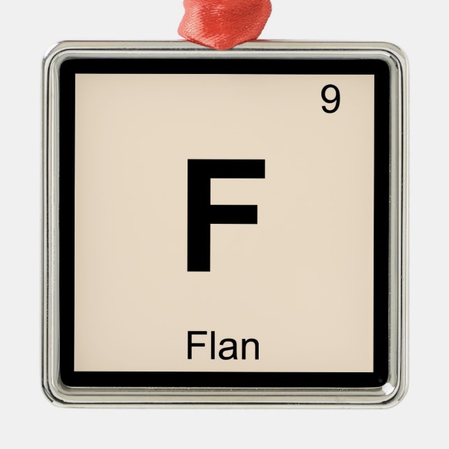 F - Flan Chemistry Periodic Table Symbol Metal Ornament (Front)