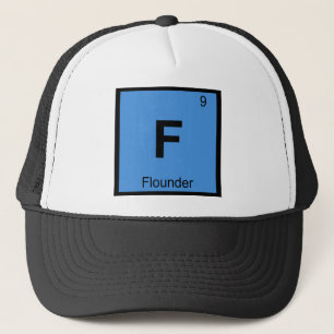 F - Flounder Chemistry Periodic Table Symbol Fish Trucker Hat