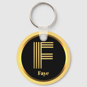 F Gold Monogrammed Letter Personalised Keychain
