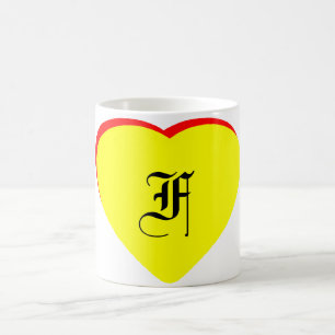 "F" Heart Yellow Red Wedding Invitation The MUSEUM Coffee Mug