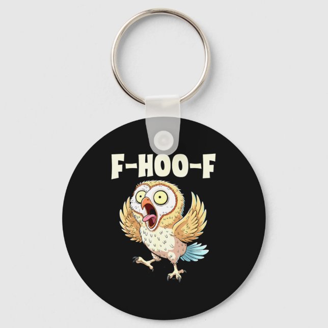 F-hoo-f Owl Meme – Funny Screaming Owl Bird Meme G Keychain (Front)
