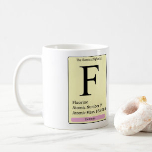 F initial chemical alphabet mug