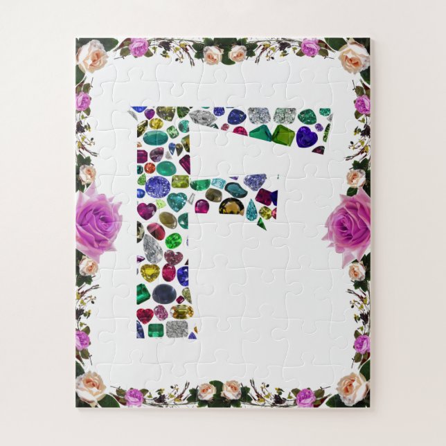 F Initial Gem Design Jigsaw Puzzle (Vertical)