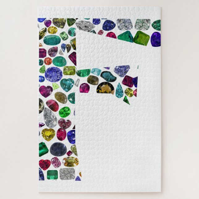 F Initial Gem Design Jigsaw Puzzle (Vertical)