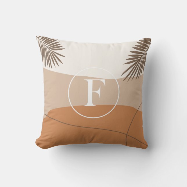 F - Initial Monogram Letter F Abstract Design Thro Throw Pillow (Front)