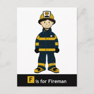 F is for Fireman Postcard