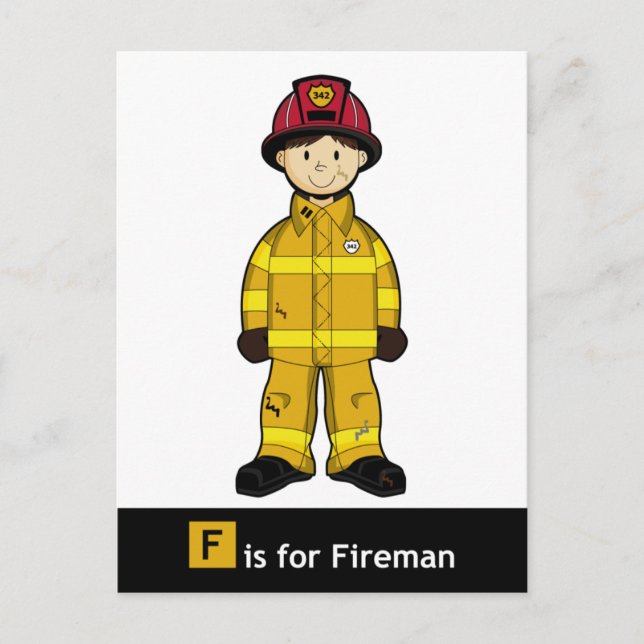 F is for Fireman Postcard (Front)
