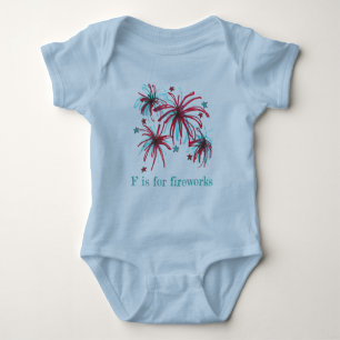 F is for Fireworks Alphabet Letter July 4th Fourth Baby Bodysuit