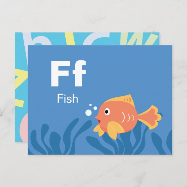 F is for Fish - Alphabet Flash Card (Front/Back)