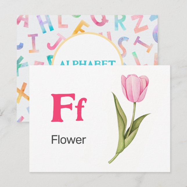 F is for Flower - Alphabet Flash Card (Front/Back)