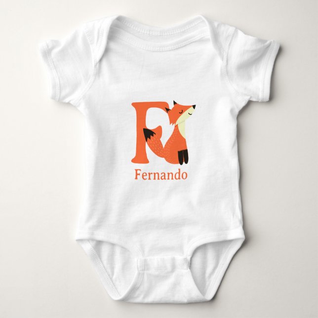 F is for Fox Personalize Baby Bodysuit (Front)
