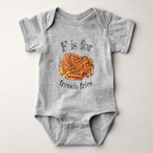 F is for French Fry Fries Fried Potatoes Junk Food Baby Bodysuit