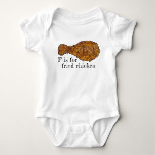 F is for Fried Chicken Leg Drumstick Alphabet Food Baby Bodysuit