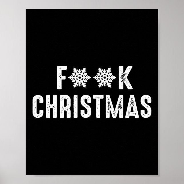 F_k Christmas Funny Snowflake Old Retro Style Snow Poster (Front)