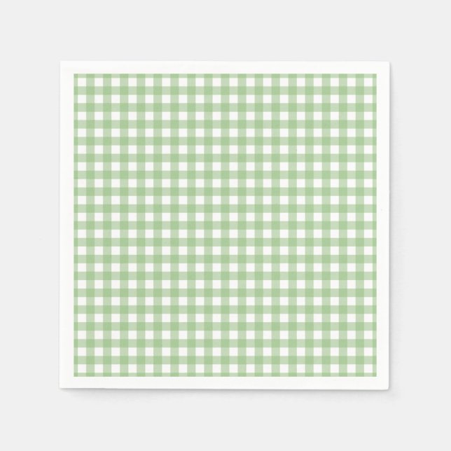 F & L Dark Green Gingham  Napkin (Front)