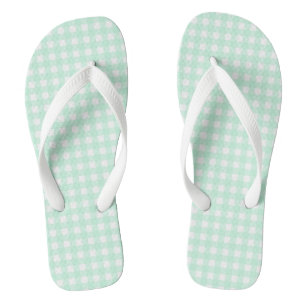 F & L Green Gingham Flip Flops