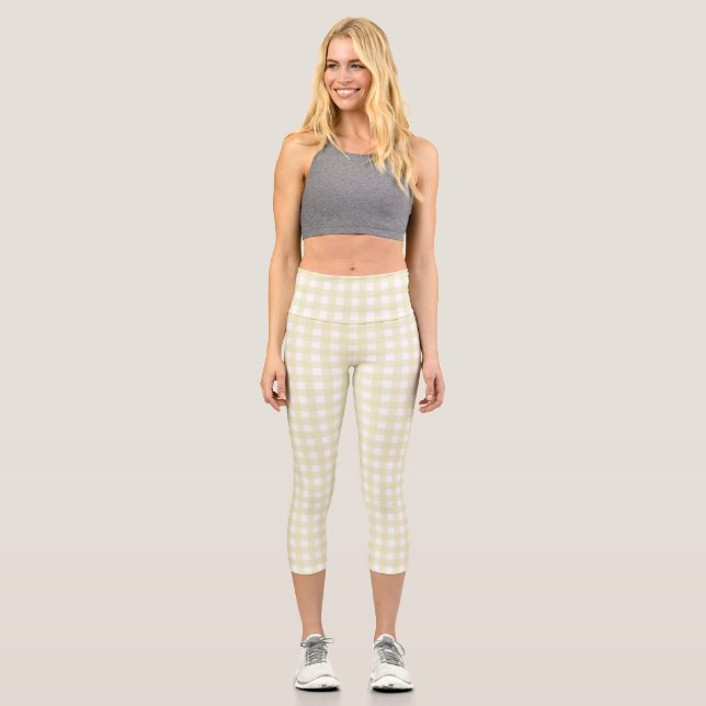 F & L Yellow Gingham Capri Leggings (Front)