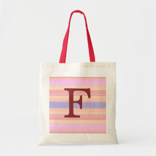 F :: Monogram F Summer Stripes Fun Tote Bag