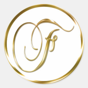 F Monogram Faux Gold Envelope Or Favour Seal