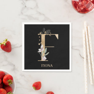 F Monogram Floral Personalized Napkin