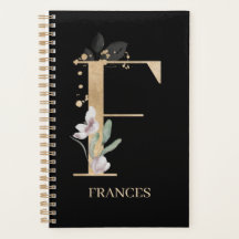 F Monogram Floral Personalized Planner