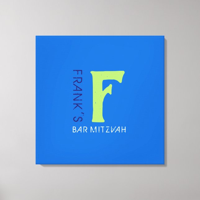 F Monogram Initial Bar Bat Mitzvah Sign-In Board Canvas Print (Front)