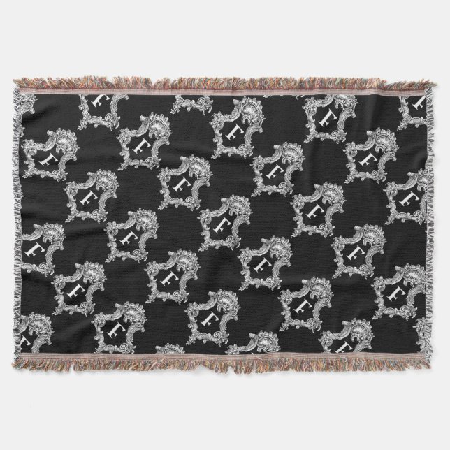 F Monogram Initial Throw Blanket (Front)