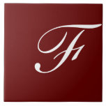 F Monogram Initial White on Maroon Tile<br><div class="desc">Classic White Letter Monogram on Dark Red Background,  F.</div>