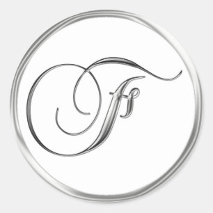 F Monogram Letter Sliver On White Wedding Seal