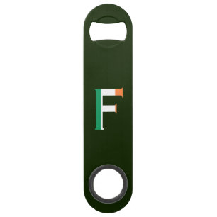 F Monogram overlaid on Irish Flag bocnt Bar Key