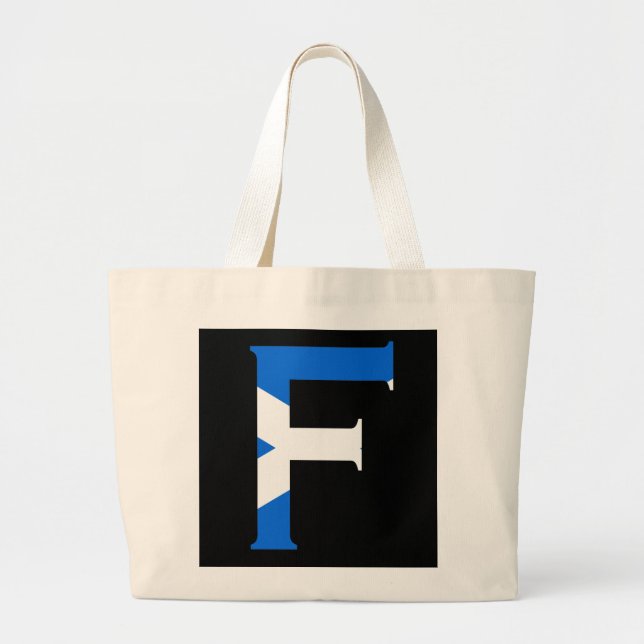 F Monogram overlaid on Scottish Flag jtcn Large Tote Bag (Front)