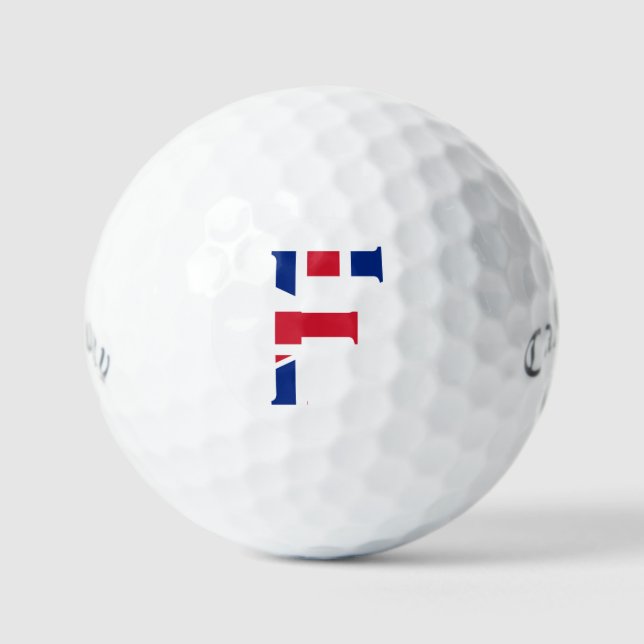 F Monogram overlaid on Union Jack Flag css gbcnt Golf Balls (Front)