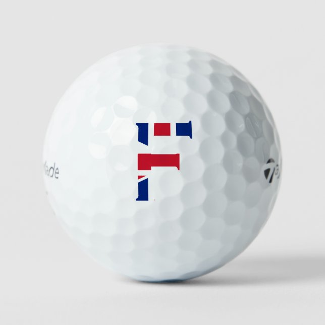F Monogram overlaid on Union Jack Flag tmtp5 gbcnt Golf Balls (Front)