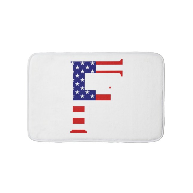 F Monogram overlaid on USA Flag bmcnt Bath Mat (Front)
