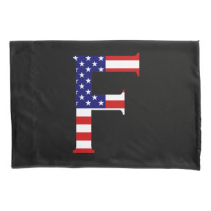 F Monogram overlaid on USA Flag pccnt Pillowcase