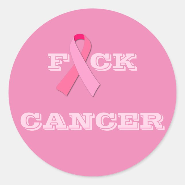 F "Pink Ribbon" CK CANCER Classic Round Sticker (Front)