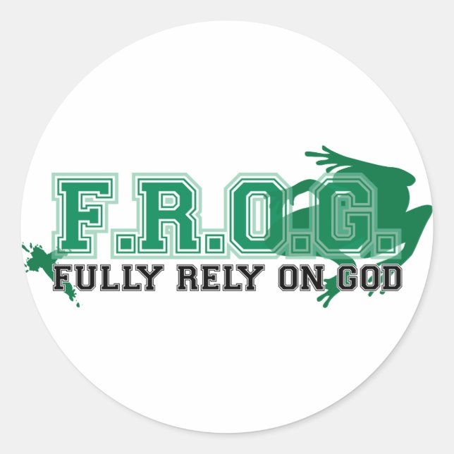 F.R.O.G. - Fully rely on God (green) Classic Round Sticker (Front)