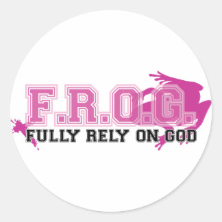 F.R.O.G. - Fully rely on God (pink) Classic Round Sticker
