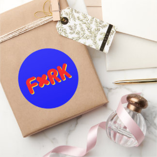 F*RK - Playful Censored Fork Design No 2 Classic Round Sticker
