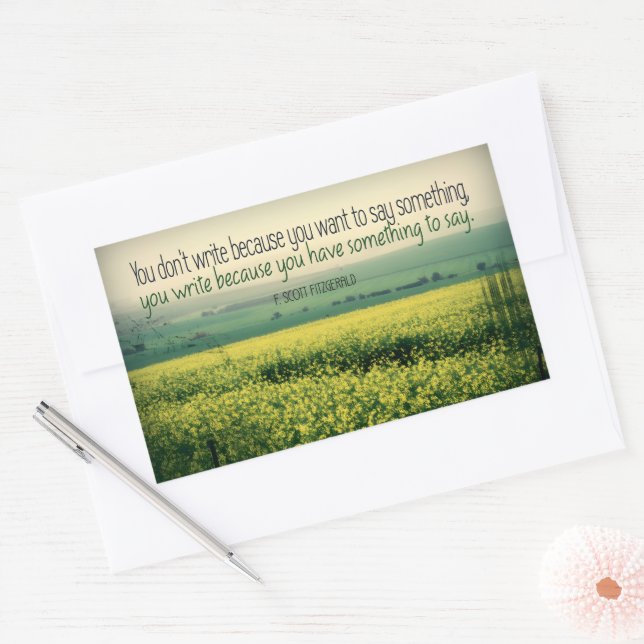 F. Scott Fitzgerald Inspirational Quote "Write" Sticker (Envelope)