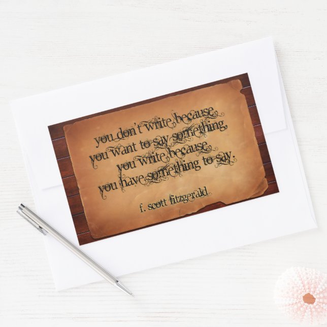 F. Scott Fitzgerald Inspirational Quote "Write" Sticker (Envelope)