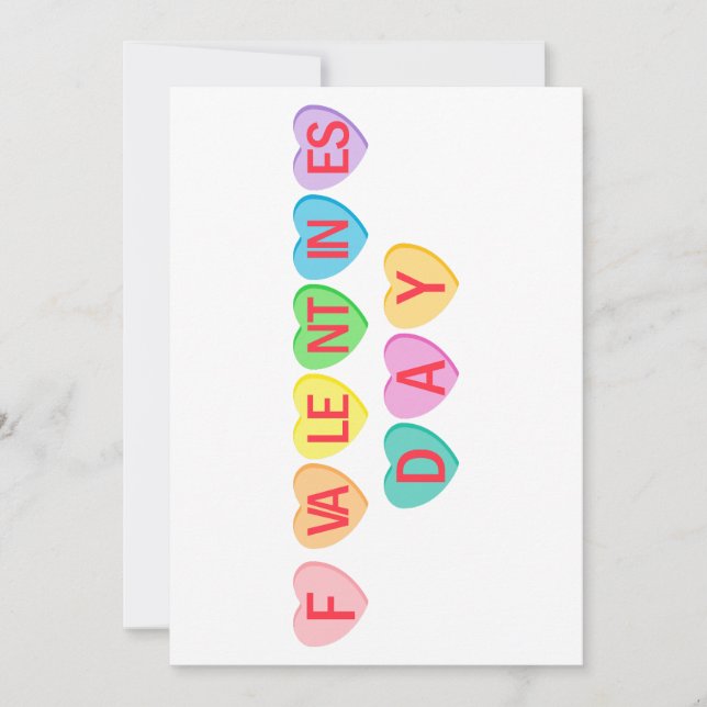 F VALENTINE'S DAY - Candy Hearts Banner Holiday Card (Front)