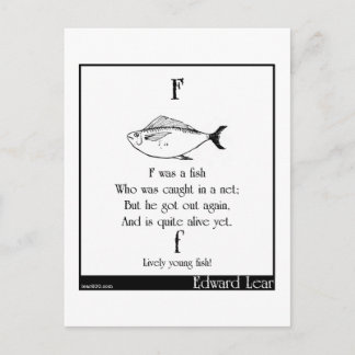 F was a fish postcard