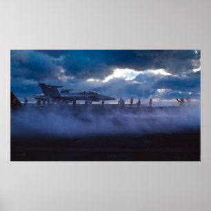FA-18 Super Hornet on deck of USS Stennis Poster